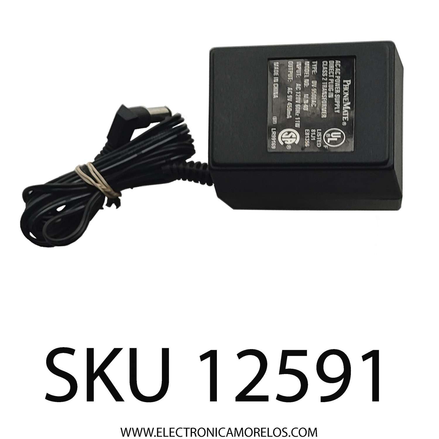 FUENTE DE ALIMENTACION / NUMERO DE PARTE DV-9500AC / M/N-40 / INPUT: AC 120V 60Hz 11W / OUTPUT: AC 9V  450mA	
